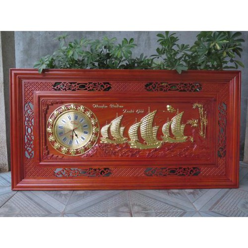 Tranh Đồng Hồ Thuận Buồn Xuôi Gió Dát Vàng